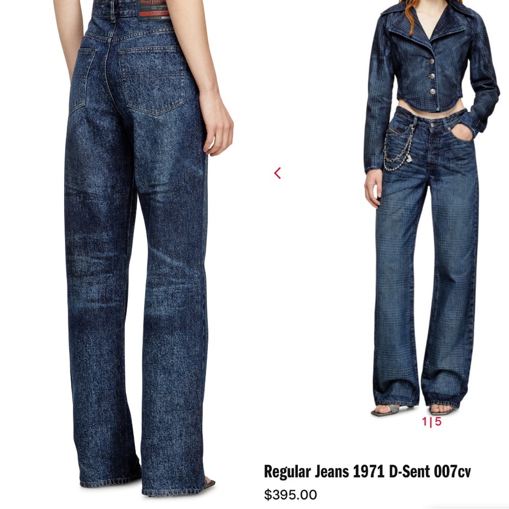 Diesel Dark Blue Wide Leg Flared Jeans